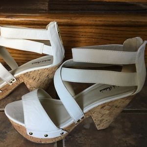White cork heels